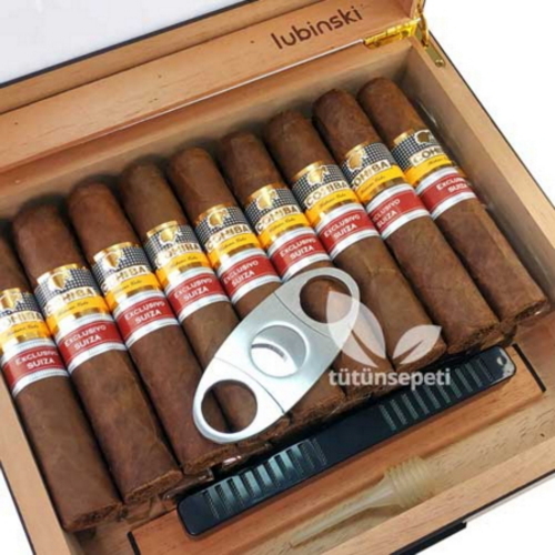 Lubinski Humidor + Cohiba Exclusivo Suiza Puro seti - Görsel 3