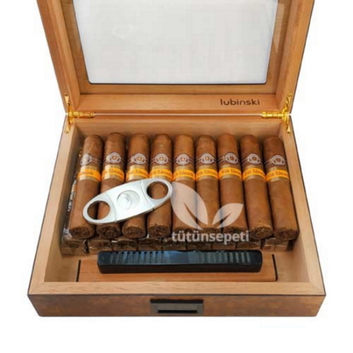 Lubinski Humidor + Montecristo Wide Edmundo Puro seti - Görsel 2